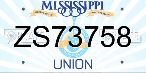 ZS73758 Mississippi License Plate