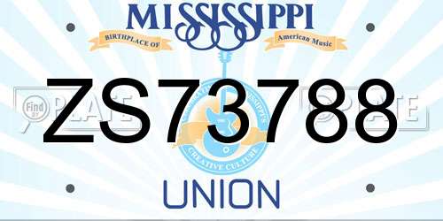 ZS73788 Mississippi License Plate