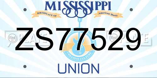 ZS77529 Mississippi License Plate