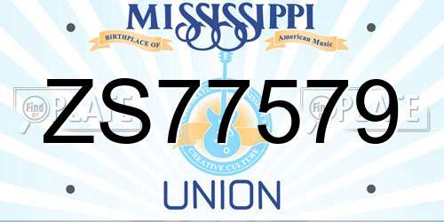ZS77579 Mississippi License Plate