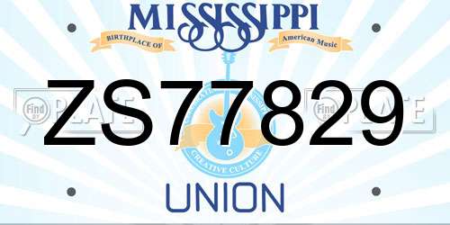 ZS77829 Mississippi License Plate