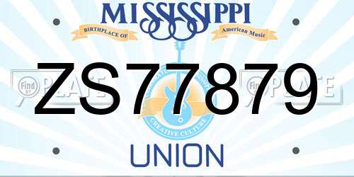 ZS77879 Mississippi License Plate