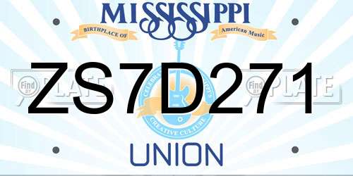 ZS7D271 Mississippi License Plate