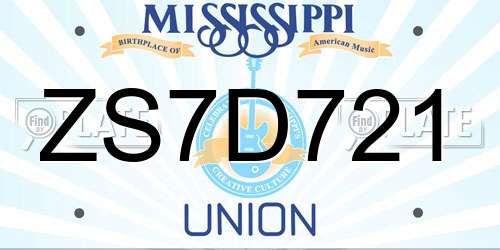 ZS7D721 Mississippi License Plate