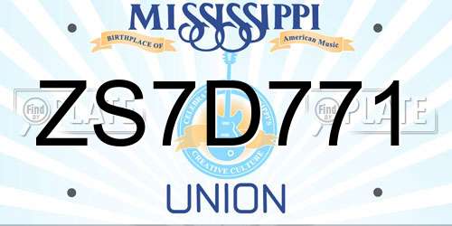 ZS7D771 Mississippi License Plate