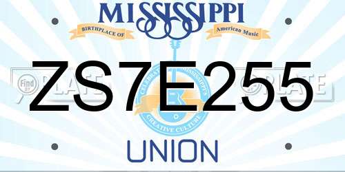 ZS7E255 Mississippi License Plate