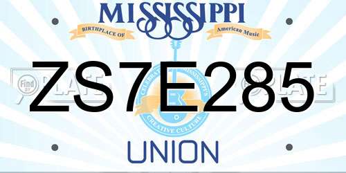 ZS7E285 Mississippi License Plate