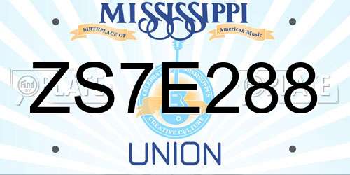 ZS7E288 Mississippi License Plate