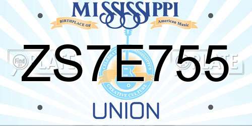 ZS7E755 Mississippi License Plate