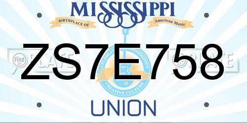 ZS7E758 Mississippi License Plate