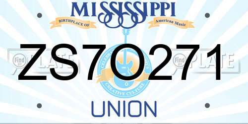 ZS7O271 Mississippi License Plate