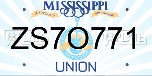 ZS7O771 Mississippi License Plate