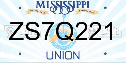 ZS7Q221 Mississippi License Plate