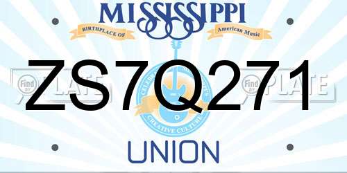 ZS7Q271 Mississippi License Plate