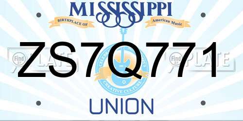 ZS7Q771 Mississippi License Plate