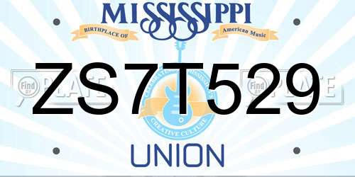 ZS7T529 Mississippi License Plate