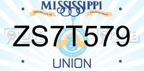 ZS7T579 Mississippi License Plate
