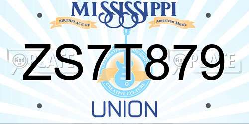 ZS7T879 Mississippi License Plate