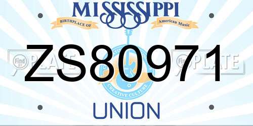 ZS80971 Mississippi License Plate