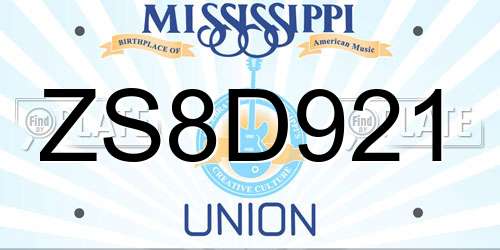 ZS8D921 Mississippi License Plate