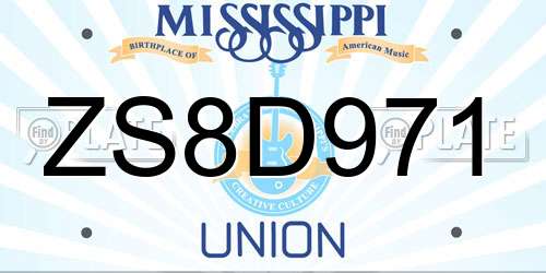 ZS8D971 Mississippi License Plate