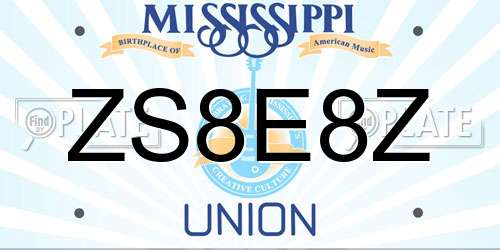 ZS8E8Z Mississippi License Plate