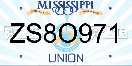 ZS8O971 Mississippi License Plate