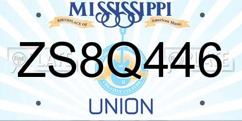 ZS8Q446 Mississippi License Plate