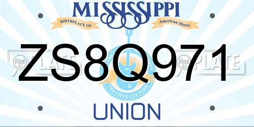 ZS8Q971 Mississippi License Plate