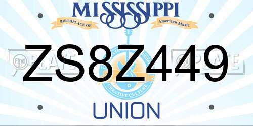ZS8Z449 Mississippi License Plate