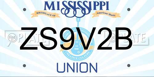 ZS9V2B Mississippi License Plate