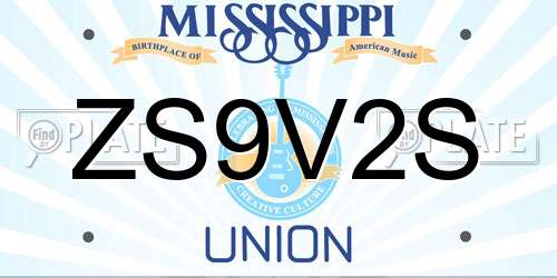 ZS9V2S Mississippi License Plate