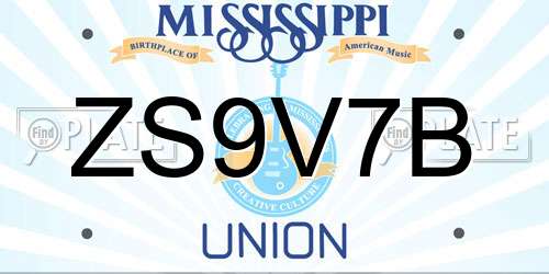 ZS9V7B Mississippi License Plate
