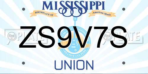 ZS9V7S Mississippi License Plate