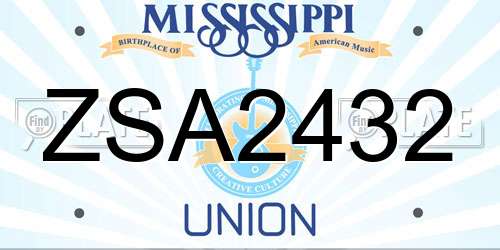 ZSA2432 Mississippi License Plate