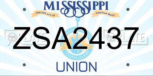 ZSA2437 Mississippi License Plate