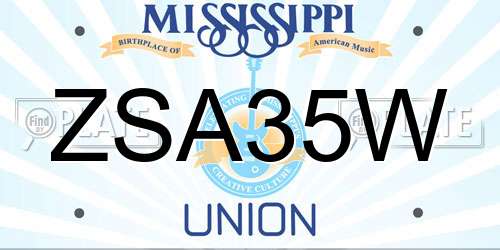 ZSA35W Mississippi License Plate