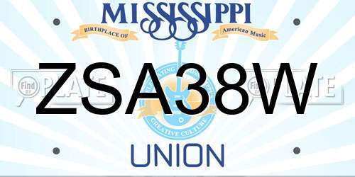 ZSA38W Mississippi License Plate