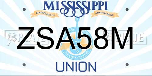 ZSA58M Mississippi License Plate