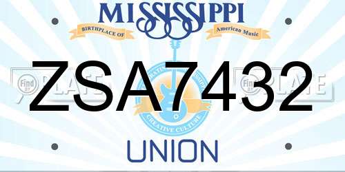ZSA7432 Mississippi License Plate