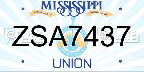 ZSA7437 Mississippi License Plate