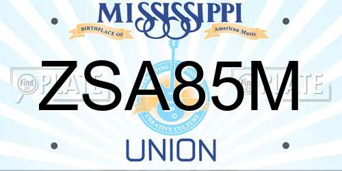 ZSA85M Mississippi License Plate