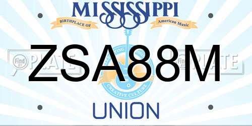 ZSA88M Mississippi License Plate
