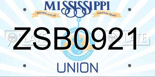 ZSB0921 Mississippi License Plate
