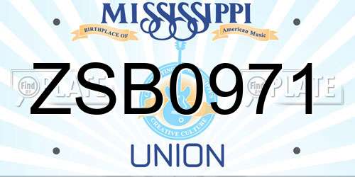 ZSB0971 Mississippi License Plate