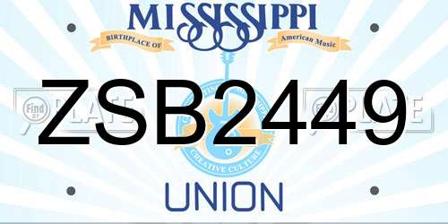 ZSB2449 Mississippi License Plate