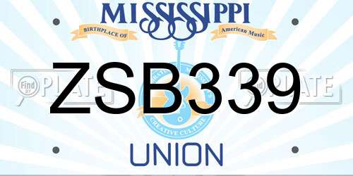 ZSB339 Mississippi License Plate