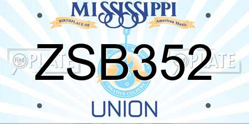 ZSB352 Mississippi License Plate