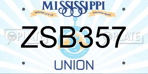 ZSB357 Mississippi License Plate