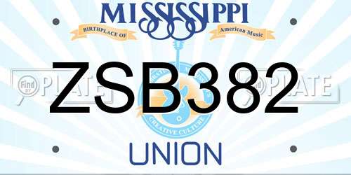 ZSB382 Mississippi License Plate